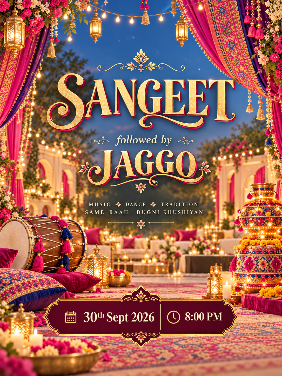 Sangeet on 30 October 2026 at 7:00 PM